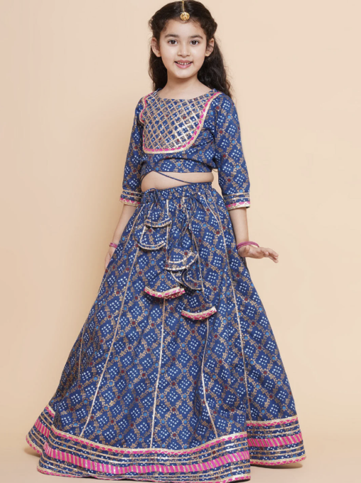 Blue & Pink Lehenga & Blouse With Dupatta - Image 2